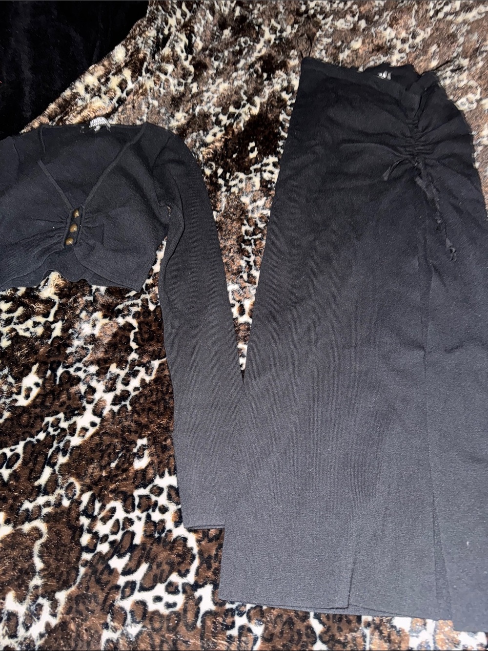 Hera Collection Black Maxi Skirt with Side Drawstring Detail